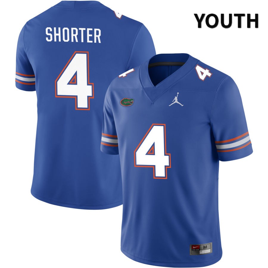 NCAA Florida Gators Justin Shorter Youth #4 Jordan Brand Royal 2022 NIL Stitched Authentic College Football Jersey FPR1164IL